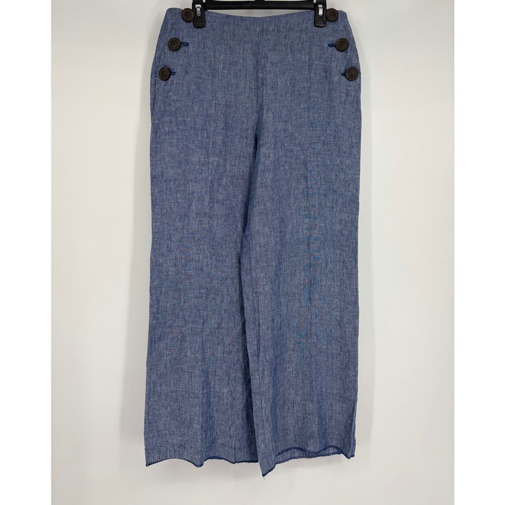 Boden Falmouth Linen Wide Leg Sailor Trousers Chambray - Picture 3 of 11